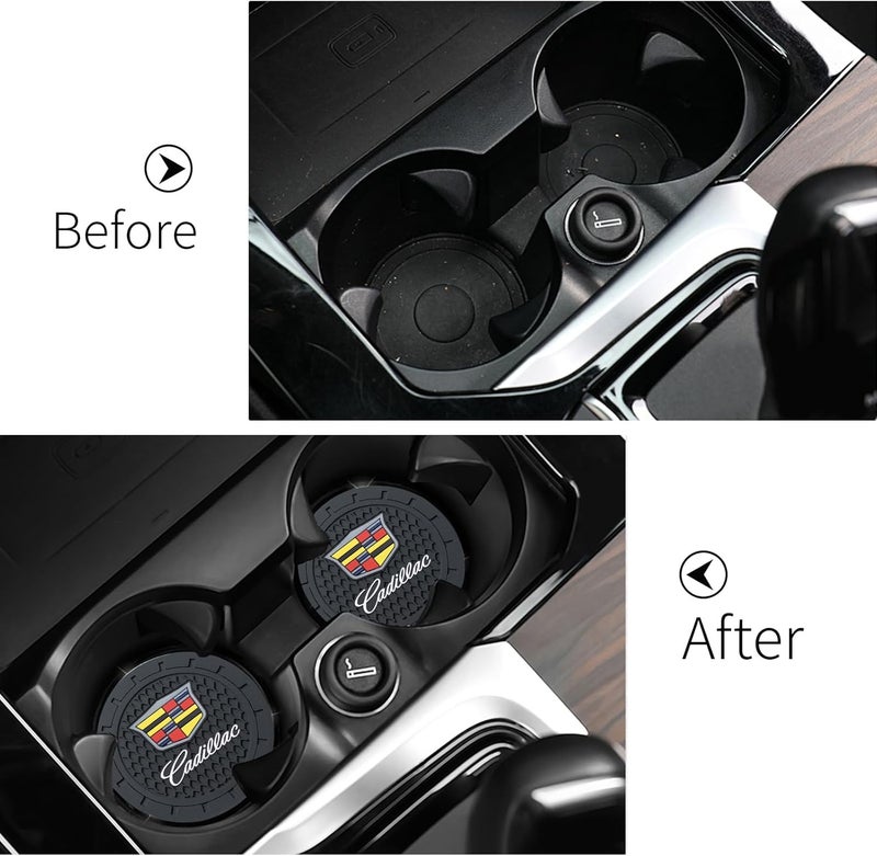 XIGRALUCK Car Cup Holder Coaster for Cadillac, Recessed Silicone Cup Holder Coaster Interior Accessories 2.75in 2Pieces Black - Image 4